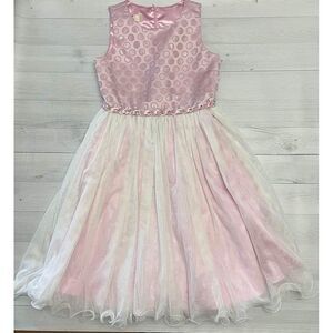 American Princess girls Special Occasion Dress pink white tulle size 12